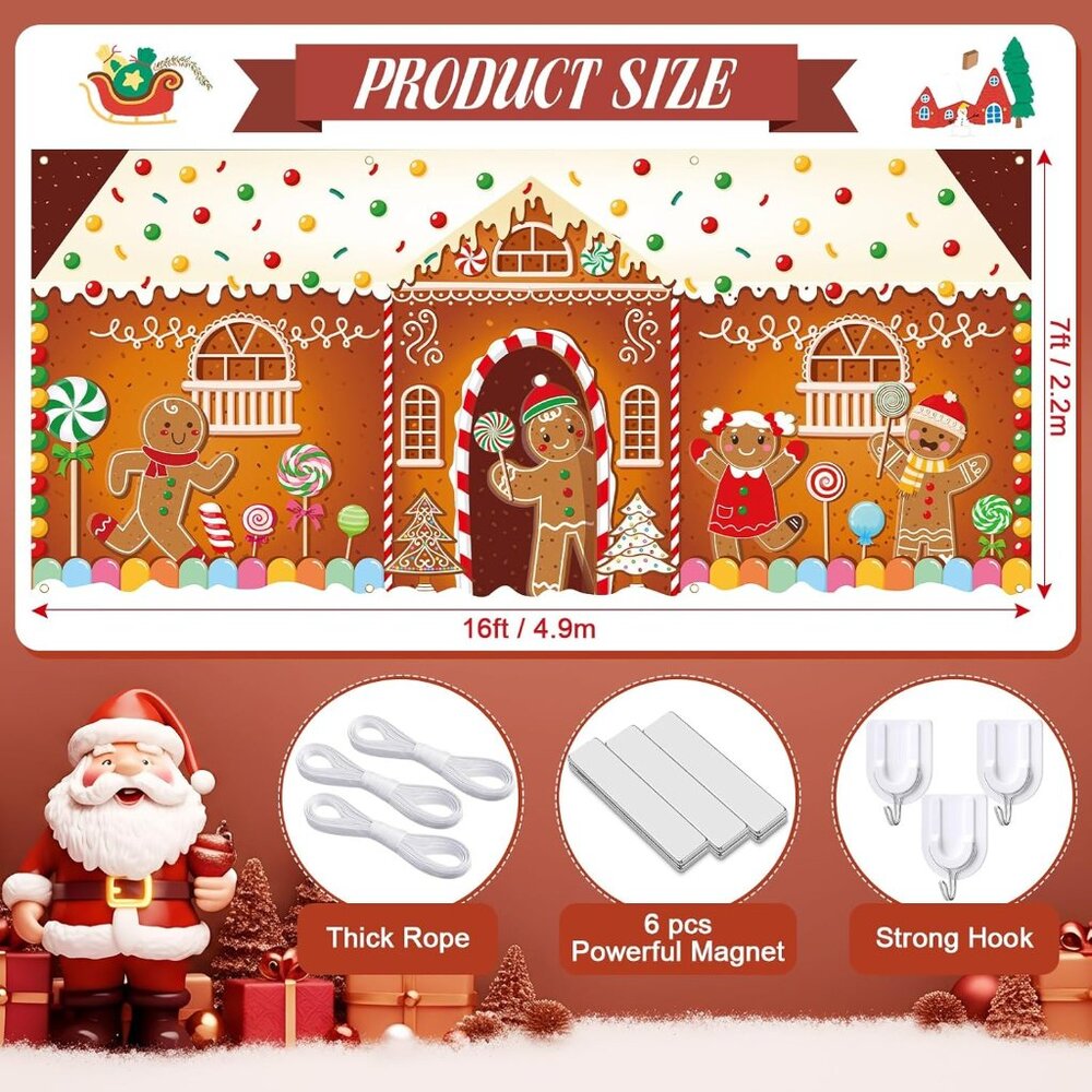 16 x 7Ft Christmas Garage Door Banner Decoration Magnetic Garage Door Covers Lar - Picture 2 of 8